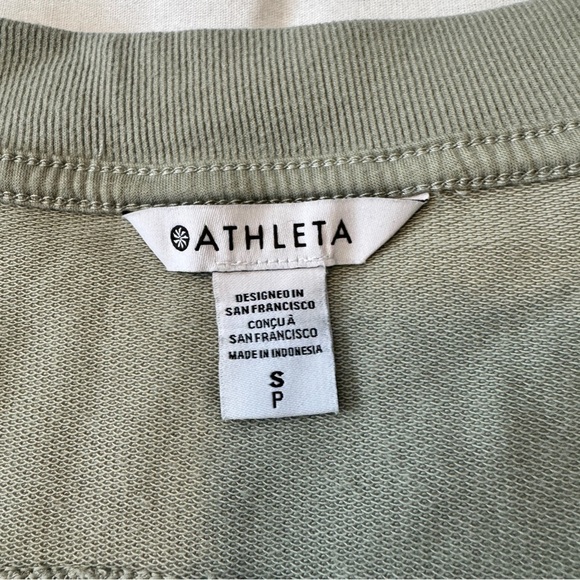 Athleta Small Retroterry V-Neck Sweatshirt Tee ~ Athleisure Casual Relaxed Fit - Picture 7 of 9